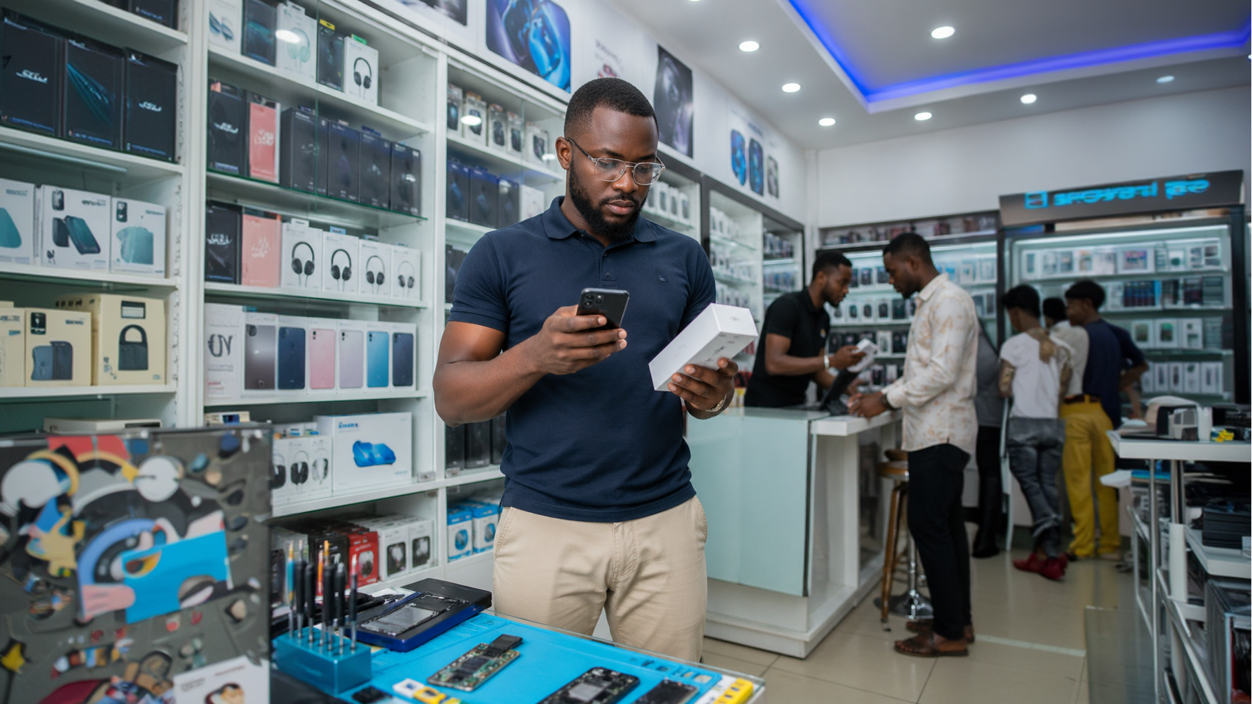 A Nigerian food and restaurant operator working the line in his kitchen